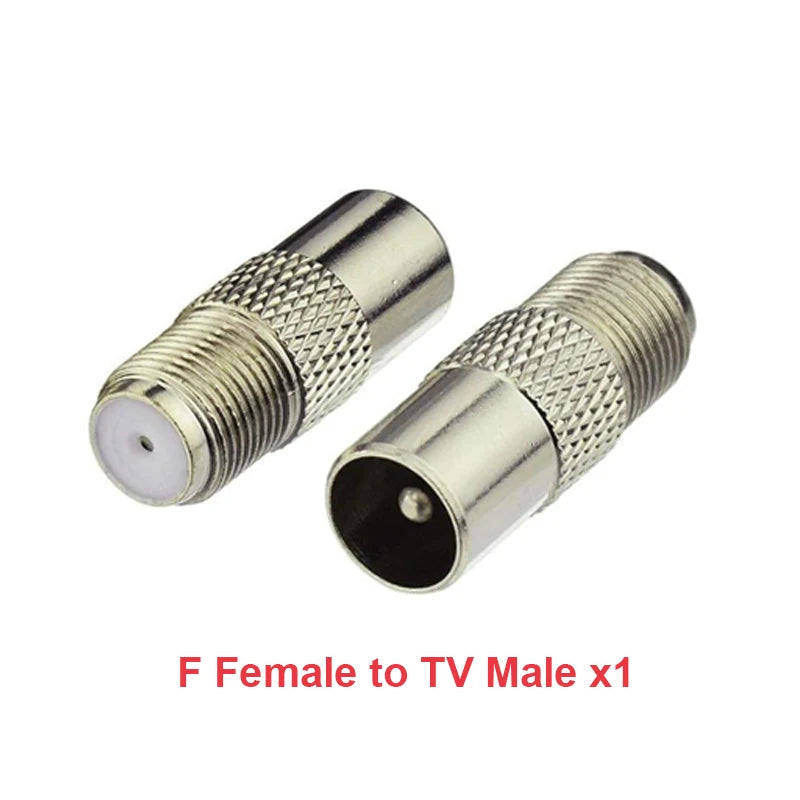 F Type to TV IEC 90 Degree Male Plug Female Jack RF Coaxial Adapter Splitter Gold Plated Connector for Cable TV Satellite TV DVR