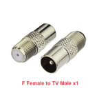 F Type to TV IEC 90 Degree Male Plug Female Jack RF Coaxial Adapter Splitter Gold Plated Connector for Cable TV Satellite TV DVR