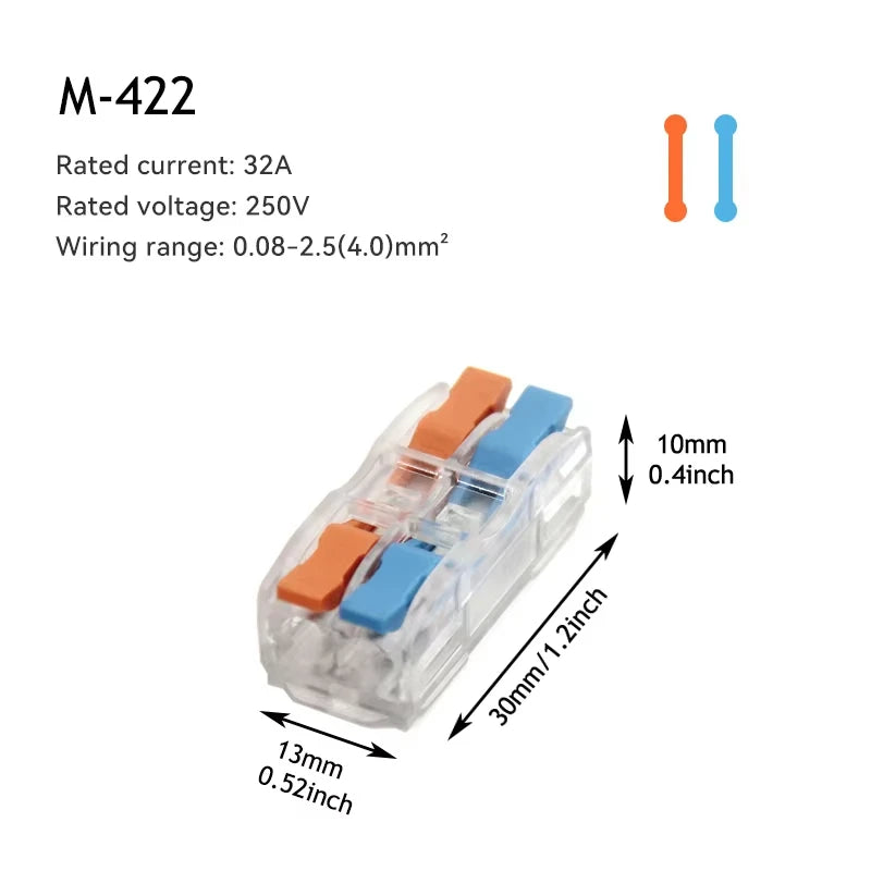 Mini Fast Wire Connectors Universal Compact Lever Nut Crimp Splitter Push-in Electrical Conductors Home Wiring Terminal Block