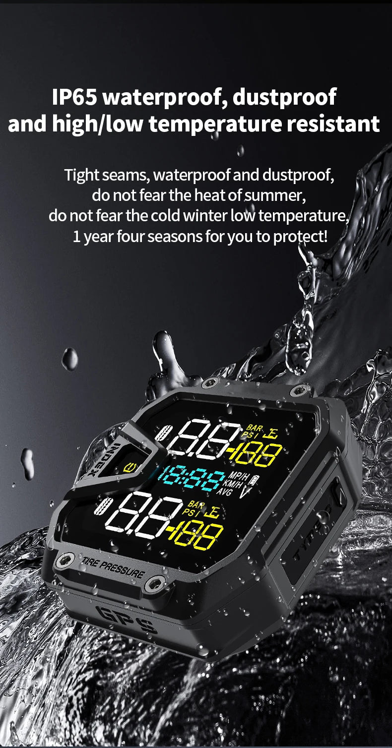 Yangood TMPS Motorcycle Tire Pressure Sensor Waterproof LCD Color Display Real-Time Safety Tire Pressure Monitoring System