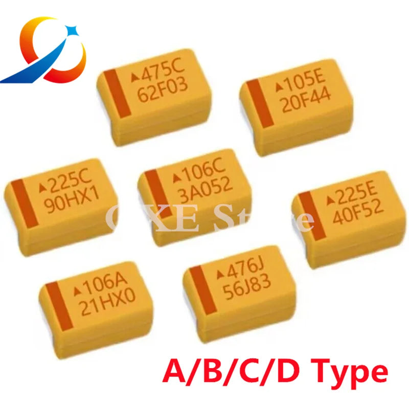 10PCS A B C D E SMD Type Tantalum Capacitor 6.3V 10V 16V 25V 35V 0.1UF 1uf 2.2UF 4.7UF 10UF 22UF  47UF 100UF 220uF 330UF 470UF