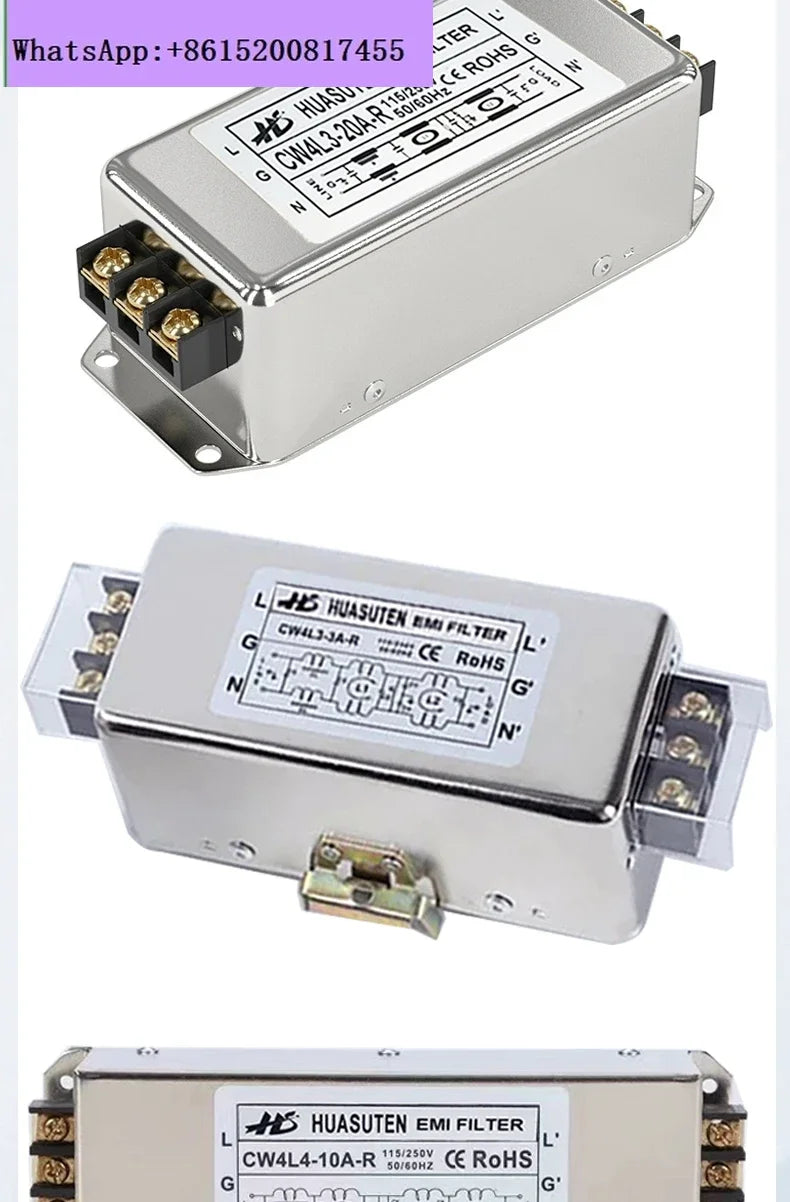 CW4L3 single-phase three-stage EMI AC power supply filter EMC terminal block 220V anti-interference 10A20A30A