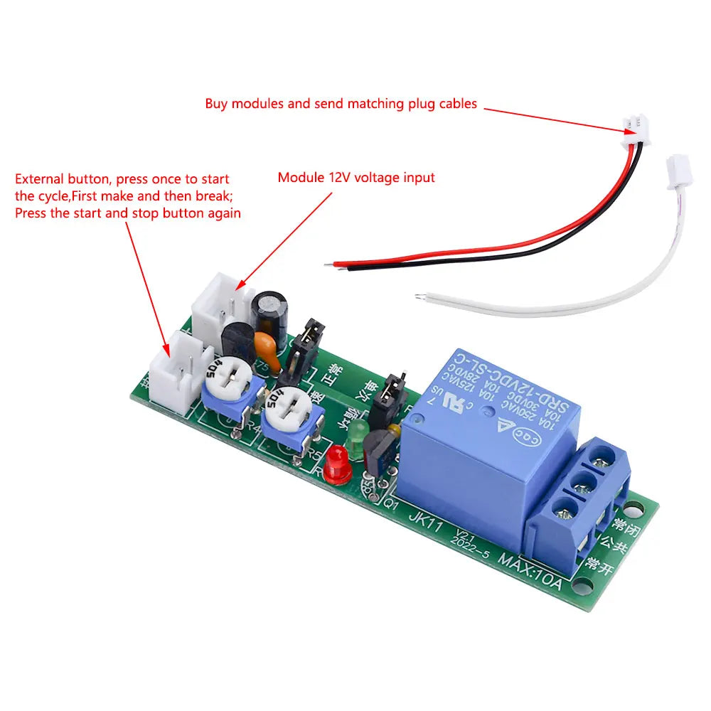 JK11 0-24H Cycle dual-Adjustable Timer Delay On/Off Switch Relay DC 5V 12V 24V Timer Delay Relay Module Electronic Component