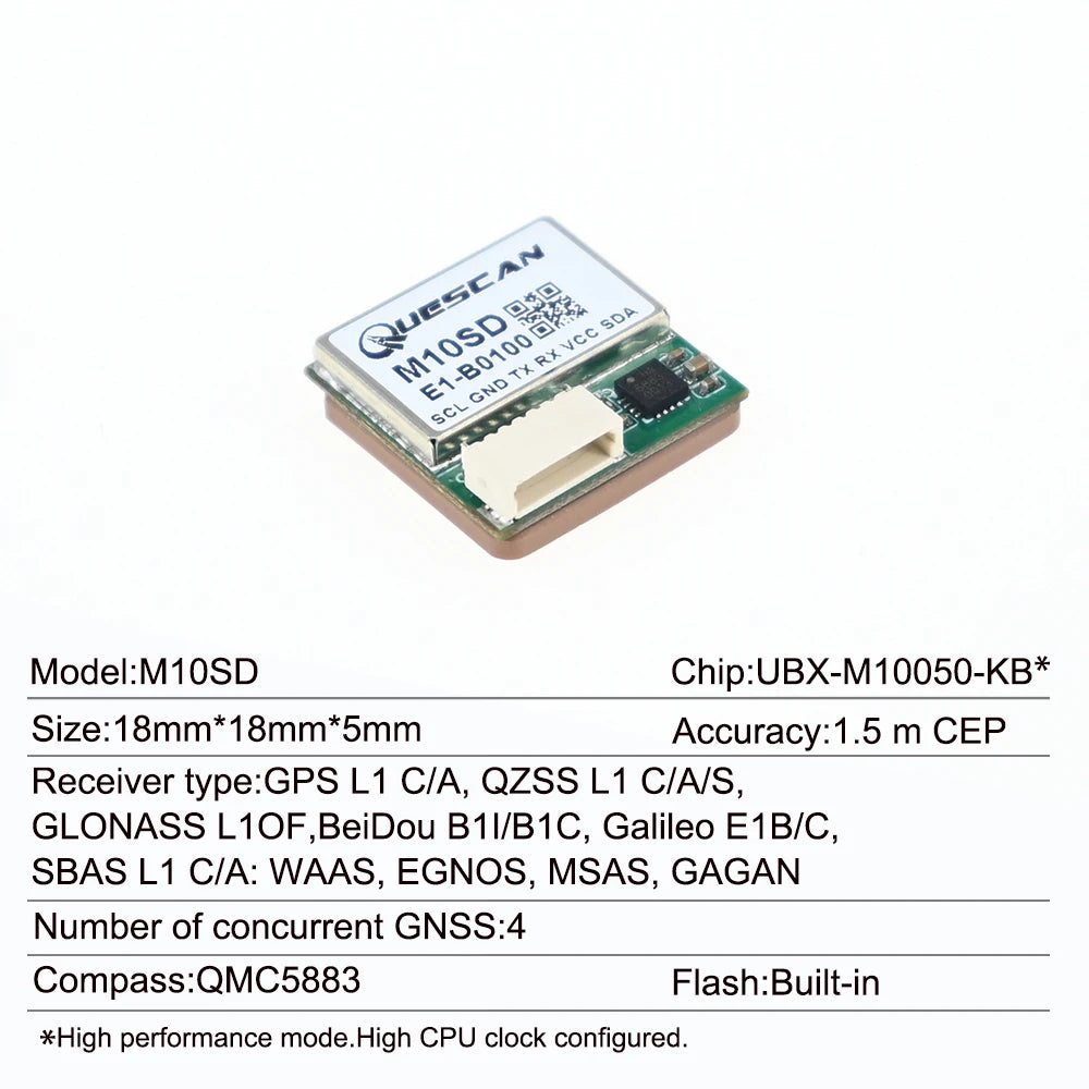QUESCAN Ublox M10 M9 10Hz GPS Module GNSS Galileo BeiDou GLONASS QZSS SBAS ESP32 Arduino STM32 NMEA GPS Receiver ublox10 ublox9