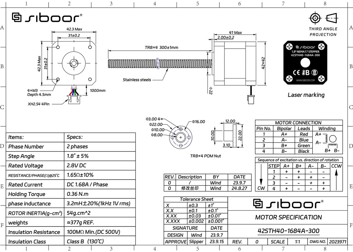 VORON Screw Motor NEMA17 TR8×8 200mm/TR8x4 300mm Linear Stepper Motor for VORON 0.1 0.2 Trident 3D Printer Series