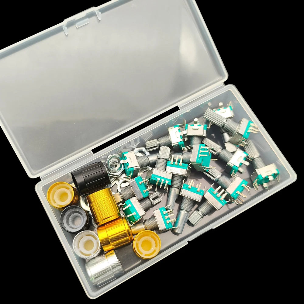 1 Box EC11 Half / Plum Shaft Encoder Switch Kit 5 Pin 20 Position Rotary Encoder Code Switches Handle Long 15mm 20mm