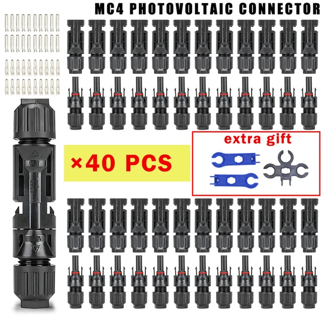 400/200/100/40/20/10 Pcs Photovoltaic Solar Connector Kit 1000V 30A Panel Solor Connectors for PV/MC Cable 2.5/4/6mm2