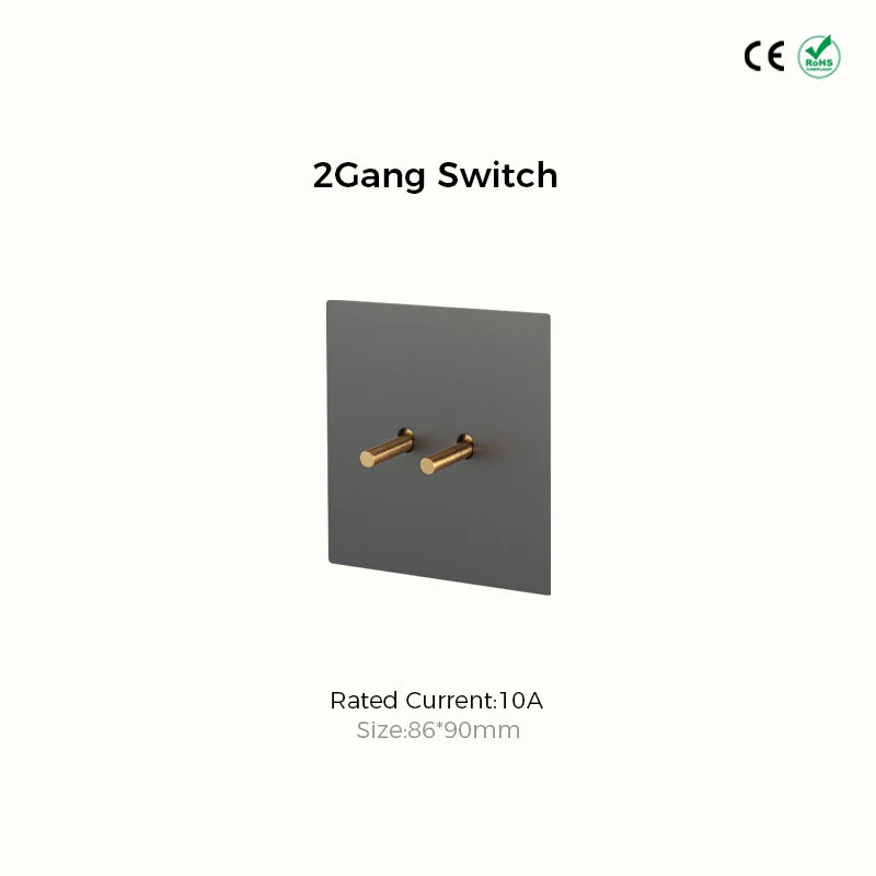 Avoir Vintage Gray Wall Switch USB Wall Socket 220V Europe FR Gold Lever Toggle Switch 1Gang 2 Way Retro Light Switches 86 Type