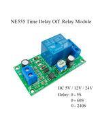 NE555 Time Delay Relay Module Adjustable DC5V/12V/24V 5s/60s/240s Turn off Switch Module for Electronics