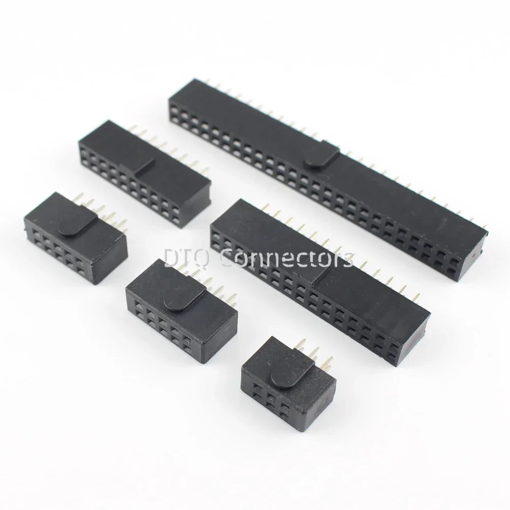 10pcs 2.54mm Pitch Female Header Strip 6/10/14/16/20/26/34/40/50 Pin Dual Straight DIP Polarizing Key Connector 6P 10P 40P 50P