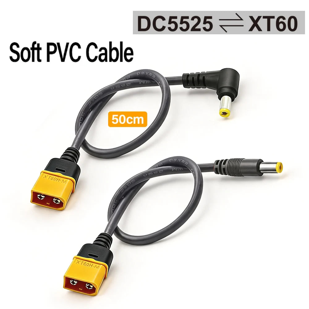 50cm XT60 Male Bullet Connector To Male DC DC5525 Power Cable 5.5x2.5mm Adaptor For TS101 PINE64 Electronic Soldering Iron