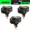 FILN 3Pcs 12V Rocker Switch 6A 3 Pin Threaded Mount Round LED Dot Light Toggle Power Switches for Small Home Appliance Auto