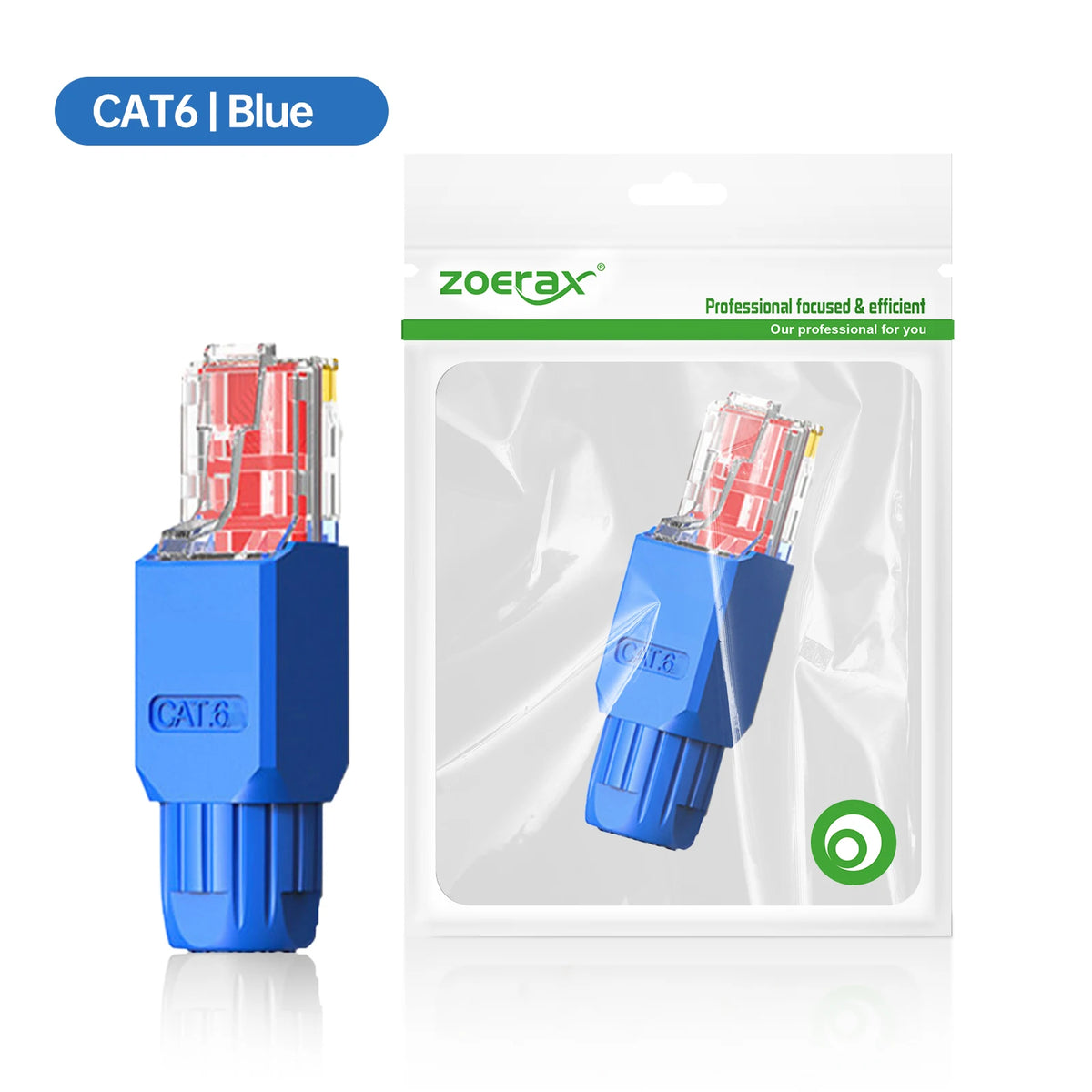 2PCS RJ45 CAT6A CAT6 Connector, ZoeRax Tool Free Ethernet Termination Plugs, 23AWG to 26AWG Cable Internet Plug Toolless
