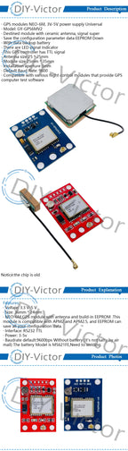 NEO-6M GPS Module GY-GPS6MV2 NEO6MV2 Buit-in EEPROM APM2.5 Antenna 3V-5V RS232 TTL Board for Arduino with Flight Control