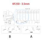 (10 pcs) KF250 3.5mm -1 -2 Spring Loaded PCB Terminal Block KF250A KF250B 3.5 Screwless Press Type 250A B Side Small Pitch 2-12P