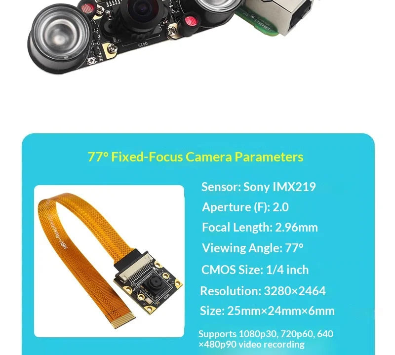 Raspberry Pi 5 8MP IR Night Vision Camera Module IMX219 CSI