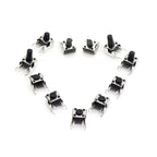80PCS/Lot 6x6mm Right Angle Tactile Switch SMD Side Mount Push Button PCB Tact Switch with Stent 4.3-12mm with Box