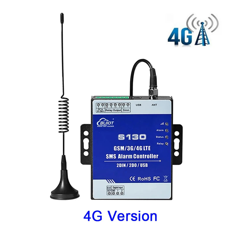 GSM 3G 4G Cellular RTU SMS Alarm Controller S150 8DIN 2Relay Switch Industrial IoT Monitoring System In-Built Watchdog