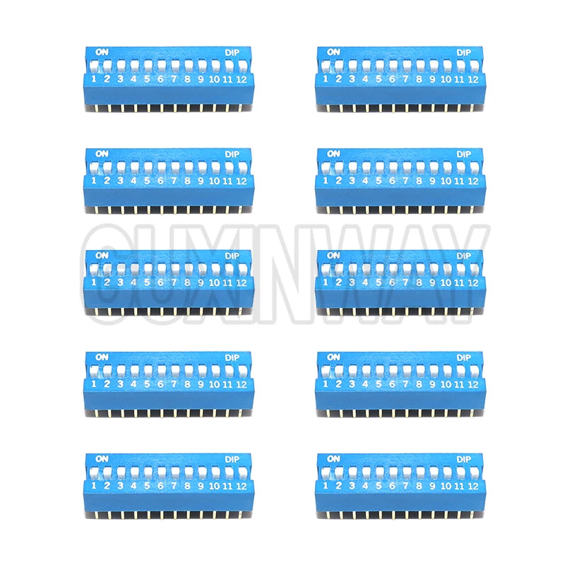 10PCS Slide Type Switch Module 2.54mm 1 ~ 12 Bit Position Way DIP Blue Pitch Toggle Switch Blue Snap Switch For PCB 8PIN 6PIN