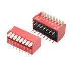 5PCS Piano Type 2.54MM DIP Switch DP 2P/3P/4P/5P/6P/7P/8P/10P/12P bit 2.54mm DIP Switch Red Right Angle Side Position