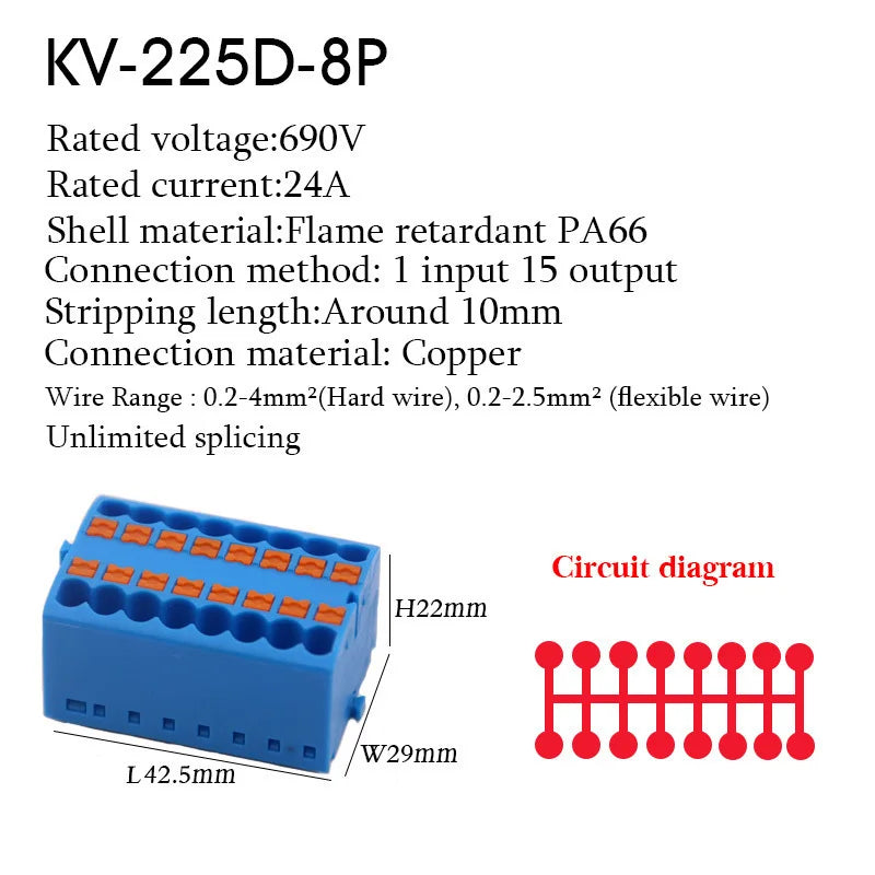 Wire Electrical Cable Connectors PTFIX 2.5mm² Terminal Block Plug-in Splitter Spliceable DIN-Rail Junction Box Connection Tools