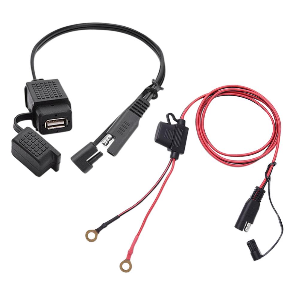 12V Waterproof Motorcycle SAE to USB Phone GPS MP4 Charger Cable Adapter Motorbikes Inline Fuse Power Supply