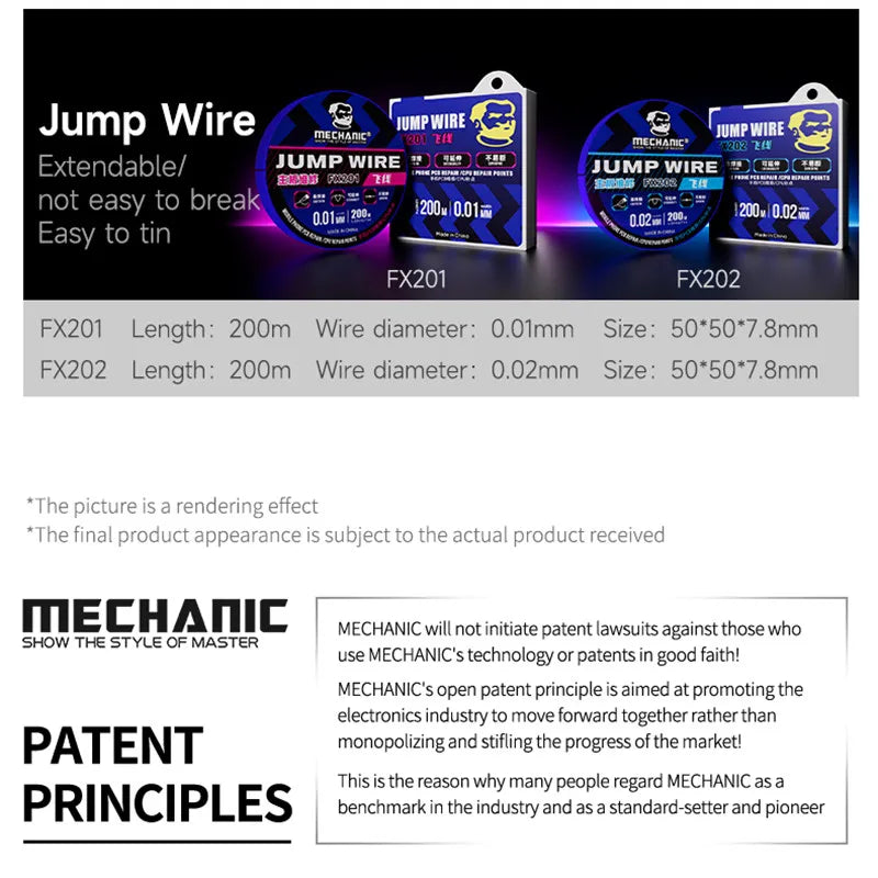 MECHANIC FX105 Ultrafine Insulated Jump Wire for Mobile Phone Motherboard CPU PCB FPC Fast Tinning No Resistance Repair Fly Line