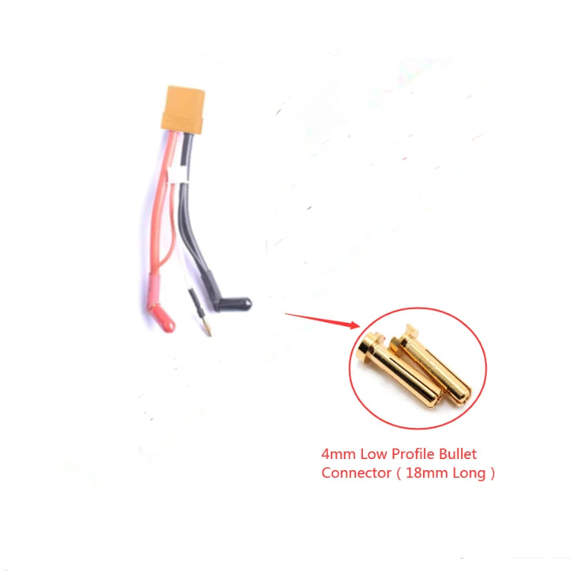Hardcase Lipo Harness 2S JST XH Balance XT60 Tamiya Deans EC3 EC5HXT TrX Plug to 90 Degree 4.0/5.0mm Bullet Connector with Cover
