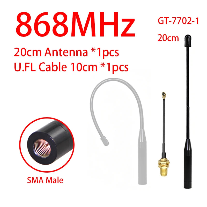 GIZONT LoRa 868MHz Soft Antenna 17CM General 869MHz SMA Flexible Whip Antenna 20CM For MeshTastic LoRaWan ESP32 Teletransmission