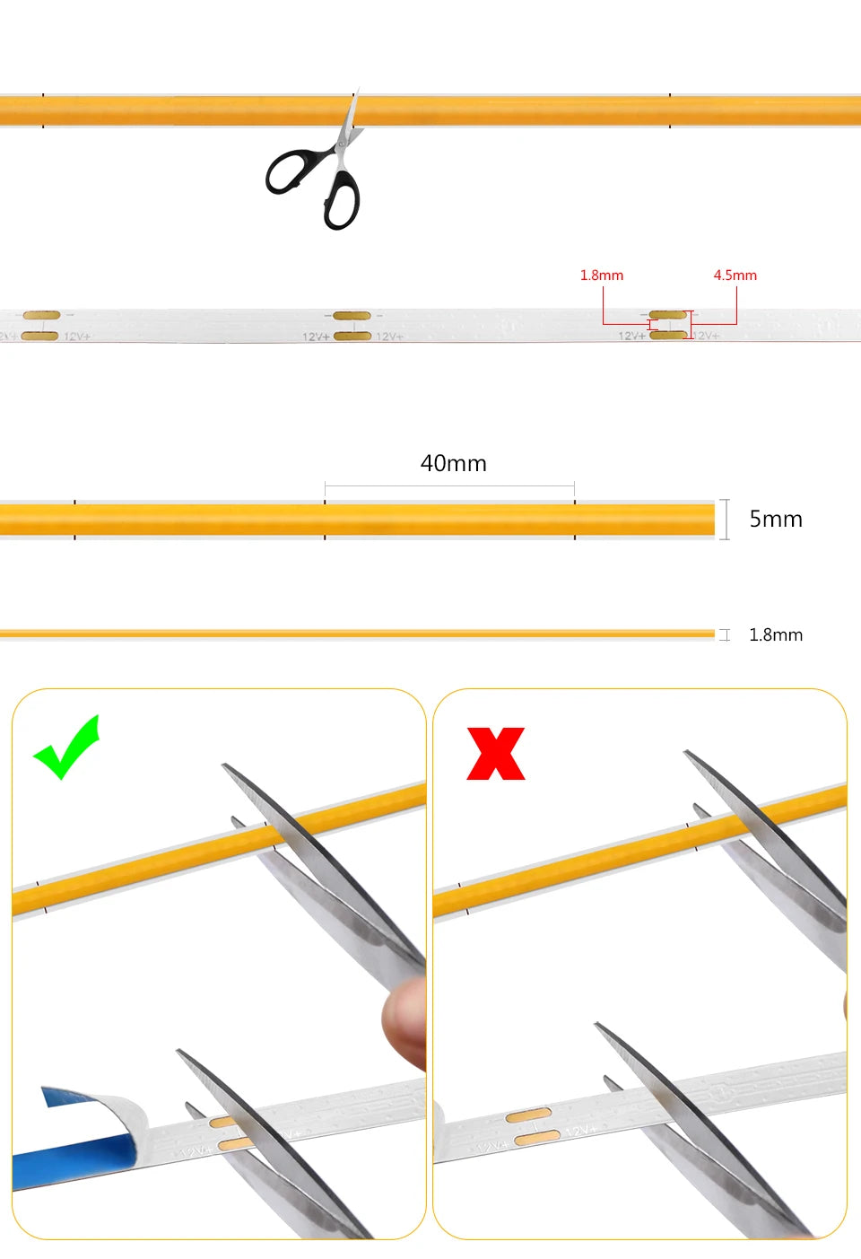 Super Thin 5mm COB LED Strip 1m 2m 3m 4m 5m High Density Flexible Neon LED Tape Ribbon For Home Room Decor TV Backlight Lighting