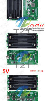 TZT Type-C 15W 3A Fast Charge UPS Power Supply / 18650 Lithium Battery Charger Module DC-DC Step Up Booster Converter 5V 9V 12V