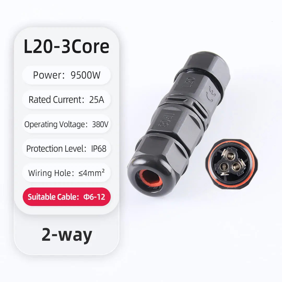 IP68 Waterproof Connector L20 20A LED Light Outdoor Cable Wire Quick Terminal Connector 2Pin 3Pin 4Pin 5Pin 6Pin Screw Wiring Ju