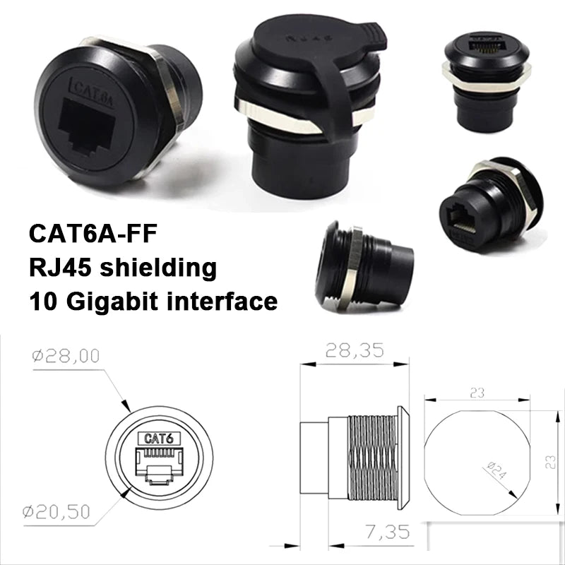 1Pcs Metal Round Socket Module D Type RJ45 Straight Through Network USB2.0 USB3.0 Connector Panel Mounting HDMI CAT6