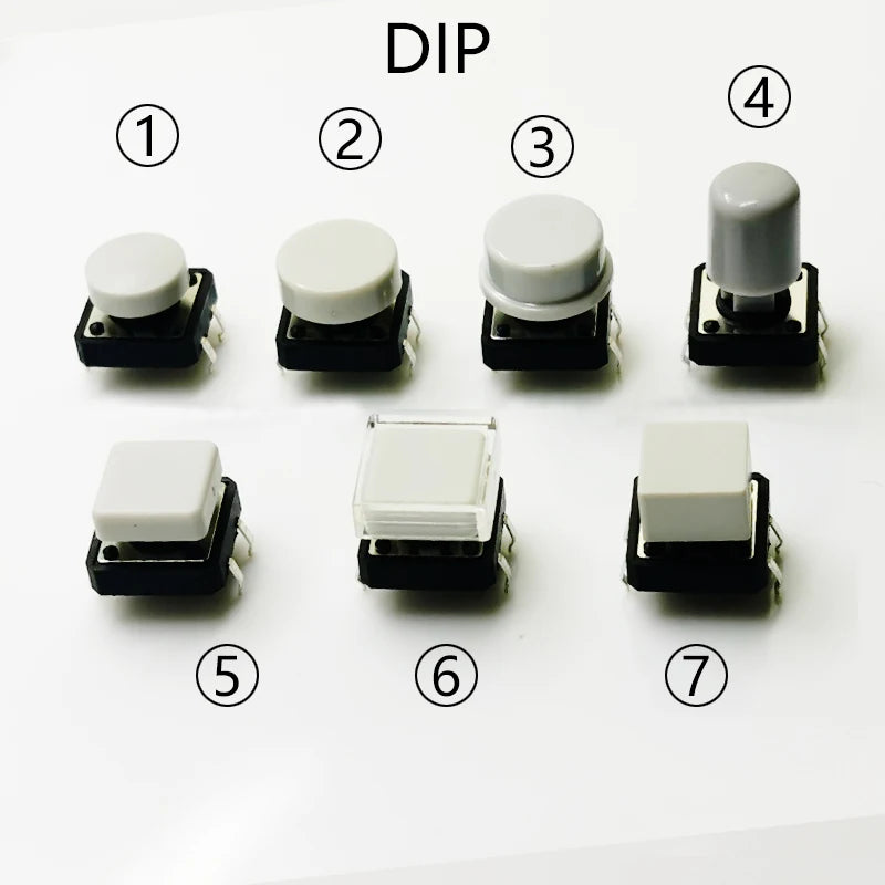 10 Sets Momentary Tactile Button 4PIN SMT/DIP 12X12mm H=9.8/9/16.8mm With Cap Tact Switch Push Button Switch Micro Key Button