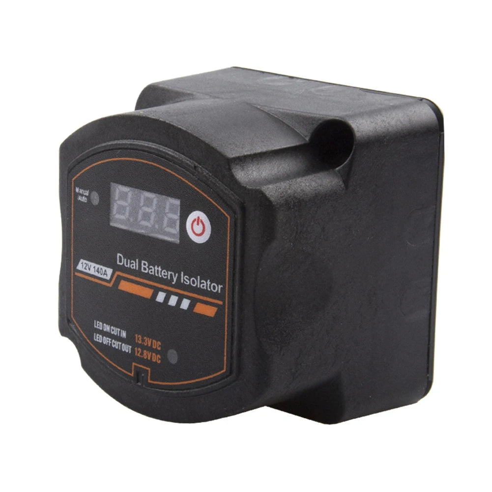 Dual Battery Isolator 12V 140A Auto Manual Voltage Sensitive Relay with Digital Voltmeter Smart VSR for Camper Car RV Yacht Boat