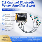 DC12‑24V ZK‑TB22 Audio Amplifier Module 75W+75W+145W+145W 2.2 Channel Bluetooth AUX USB PC Input Treble Bass Adjust