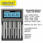 LiitoKala Lii-CH4 Smart Charger for 18650/21700/26650/AA/AAA/Ni-MH/Li-ion,1.2V/1.5V 4-Slot Fast Charge, USB-C, Auto Detect