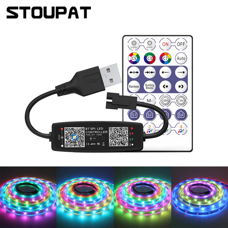 BLE WS2812B Controller BT Music for Pixel LED Strip Light SK6812 WS2811 WS2812 LED Light Strip USB 5V APP Remote Controller