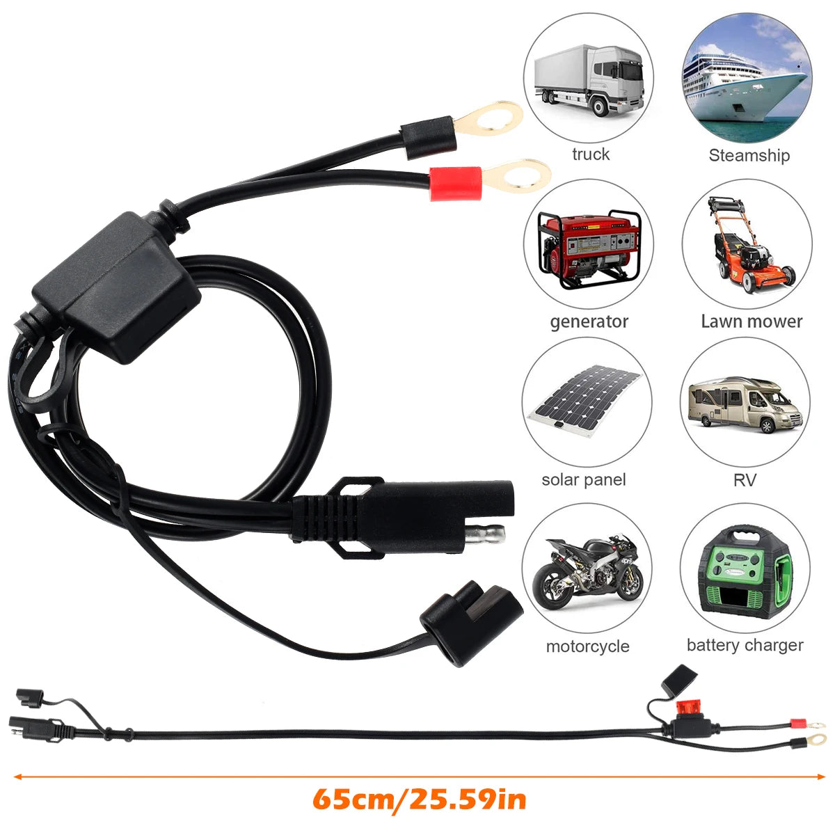 Quick Release Sae Cable 12v Charger Cable for Motorcycle Battery Terminal to Sae O-Ring Ring Terminal for Motorcycle Car