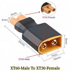 XT60 to XT30 Plug Adapter Converter Connector Male/Female for FPV Drone RC Lipo NiMH Battery Charger ESC Accessory