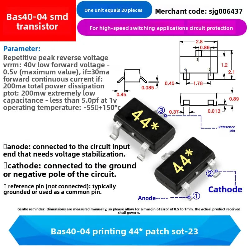 NPN PNP Transistor SOT23/S9018/MMBT4403/S9015/FMMT618TA//BZX84-C2V4/2SC1623/BAT54/A1015 Y1 04 J8 2T M6 618 D4 T3 1F A4 L6 JV3 BA