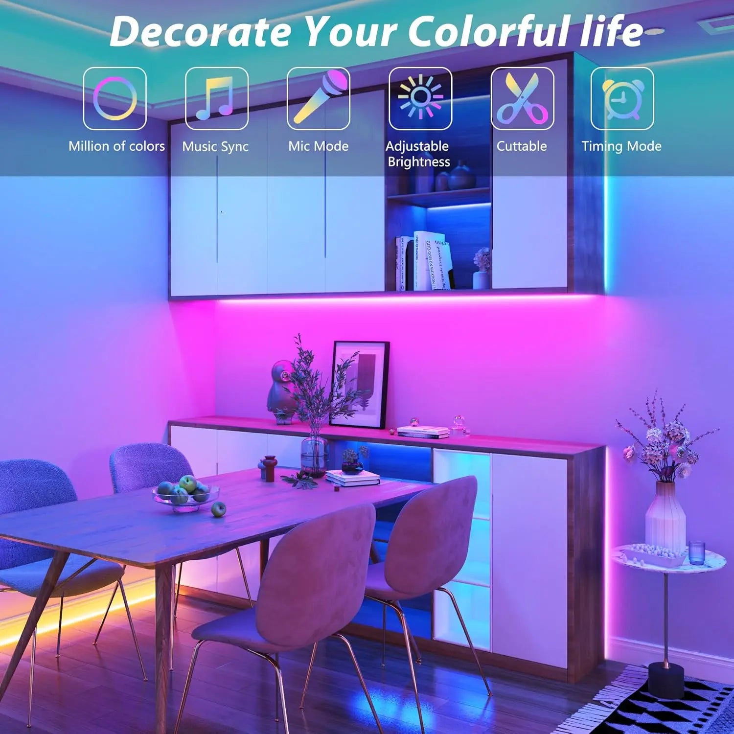Smart LED Strip Lights 1m-20m Music Sync 5V RGB Led Light with App and Remote Control Christmas Party Room Decoration Lighting