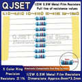 50pcs 1/2W Metal Film Resistors 1% 0.5W 10R 15R 47 100 200 220 470 510 Ohm 1K 2.2K 4.7K 10K 47K 100k 200k 220k 510k 470k 1M Ohms