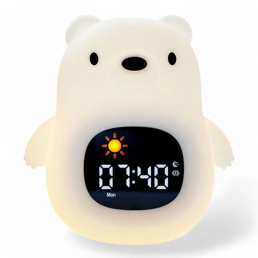 Animal-Shape Alarm Clock Light Adjustable Pat Control Touch Night Light Small Ornaments Home Decor Sleep Training Clock Toddler