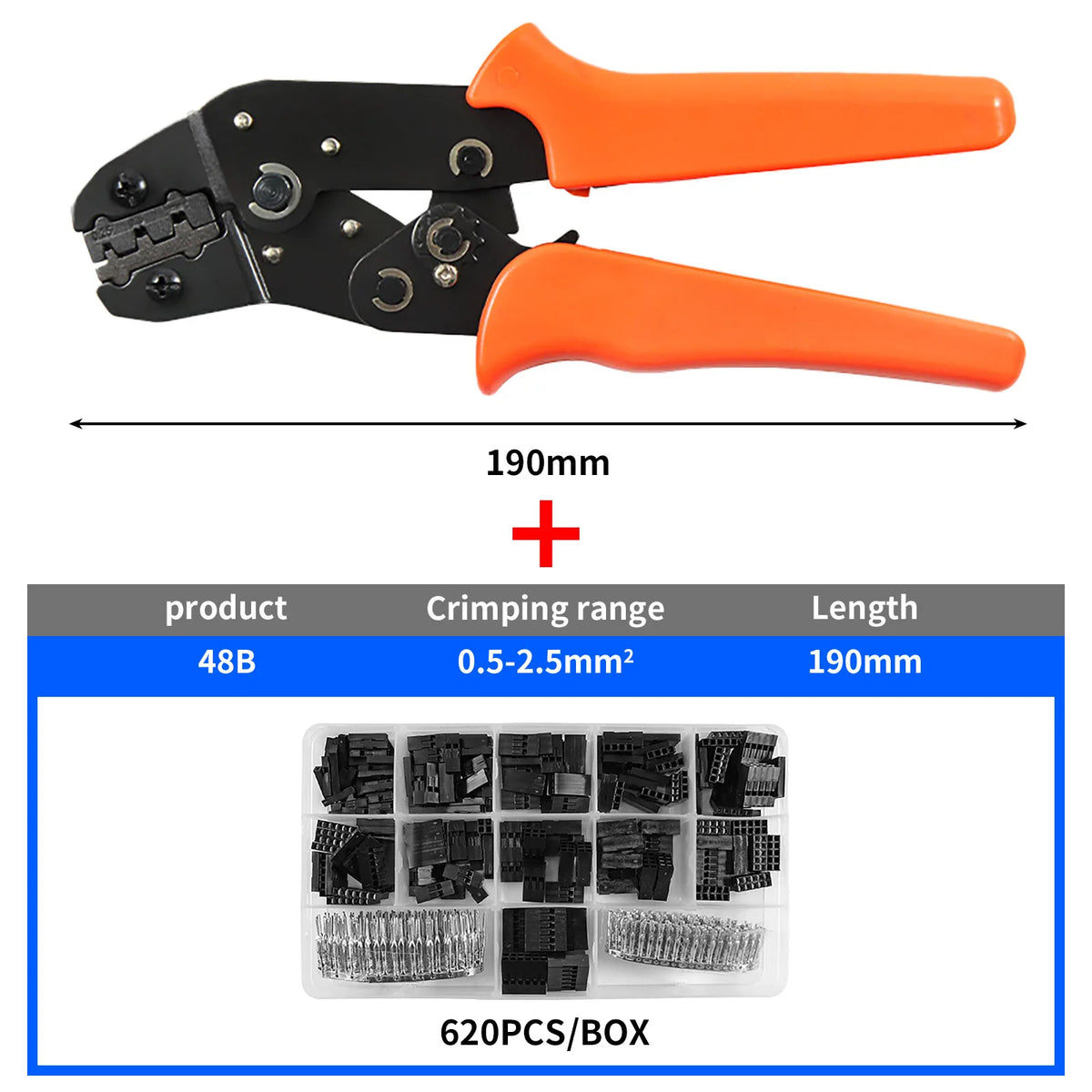 YICHENG 2.54mm Dupont Connector Kit with Ratcheting Wire Crimping Tool,Male Female Pins, Headers & Ribbon Cable