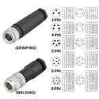 M8 Sensor Connector Waterproof Male&Female Plug Straight Angle Screw Threaded Coupling 3pin 4pin 5pin 6pin 8pin