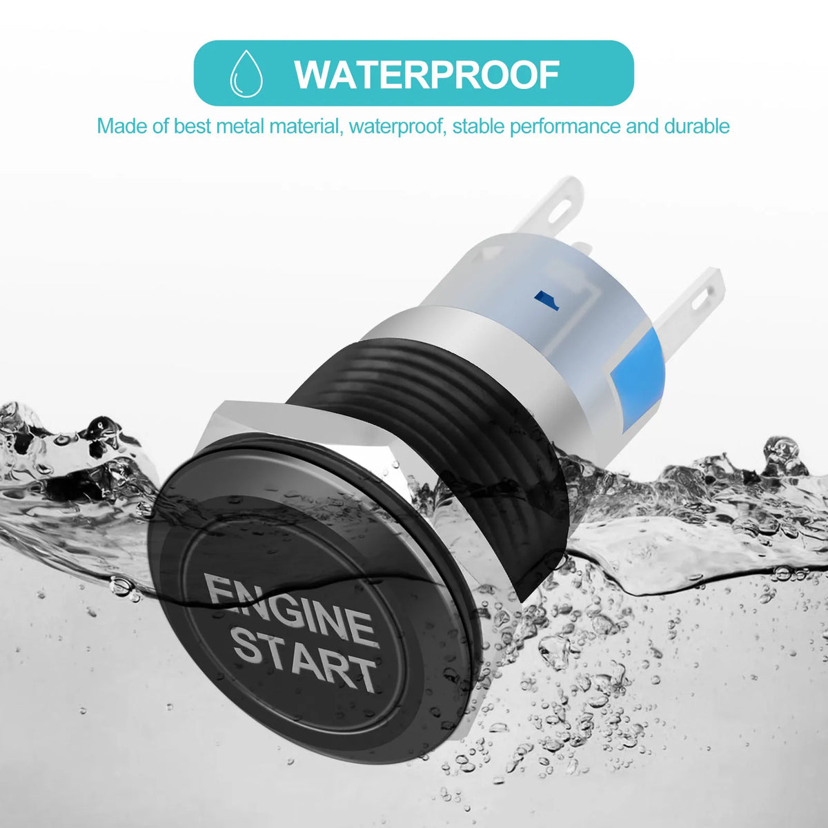 12V Waterproof Car Engine Start Push Button Switch Ignition Starter Silver Stainless Steel/Black Zinc Aluminium Alloy