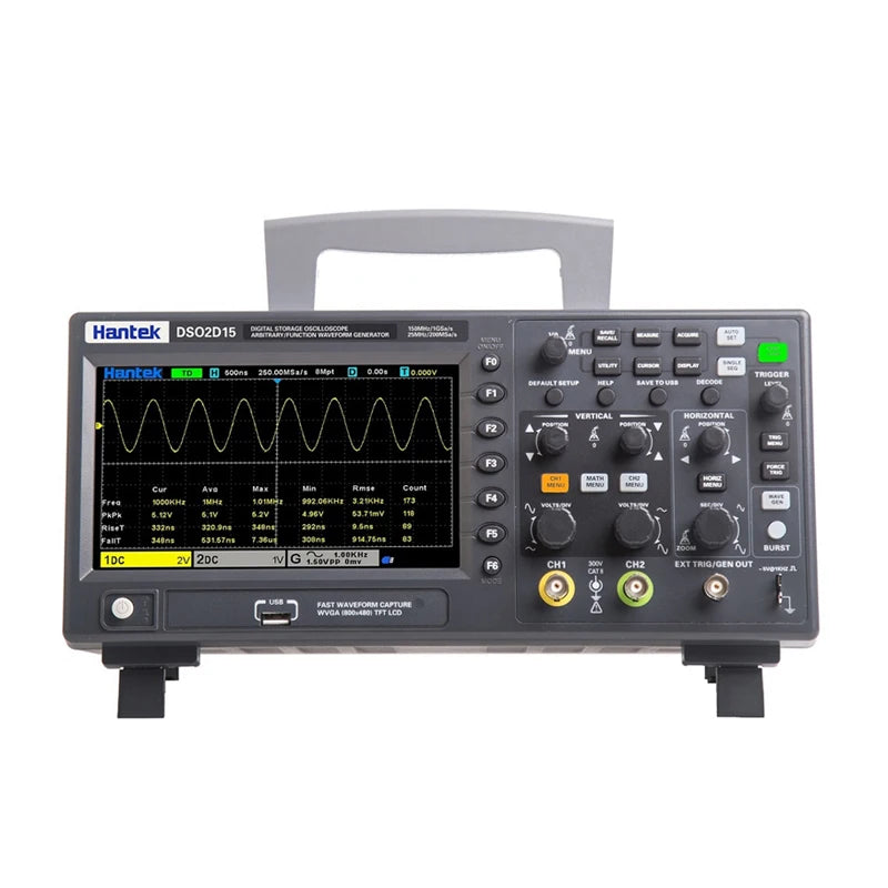 Hantek DSO2C10 DSO2C15 DSO2D10 DSO2D15 2CH Oscilloscope 100/150MHz 1GSa/s 8Mpts FFT UART I2C SPI CAN LIN 25MHz AWG D Models
