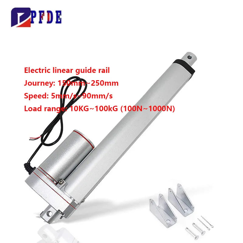 12V 24V Stroke 150mm 200mm 250mm Linear Actuator 1000N Max Lift with Mounting Brackets IP54 Waterproof Linear Motion Actuator