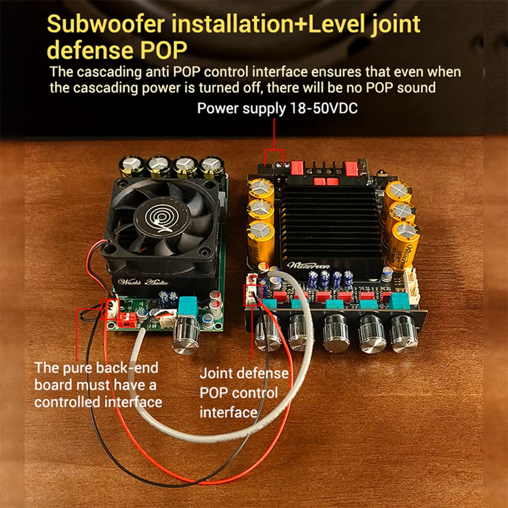 ZK-SUB600 BT Amplifier Board Module 2.0 Channel 300W+300W+Subwoofer Extension TPA3255 DC 18-50V with Subwoofer